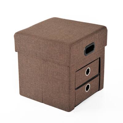 HomCom 15" 2 Drawer Folding Storage Ottoman Bench