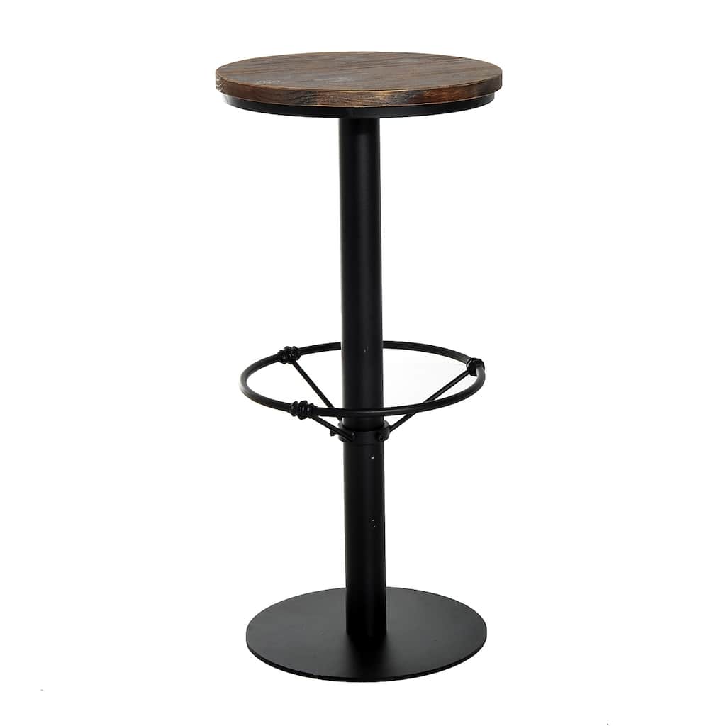 HomCom Round Industrial Metal Wood Top Bar Height Pub Table