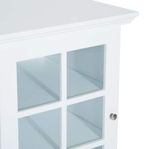 Shop Homcom Wooden Accent End Table W Glass Door Storage Free