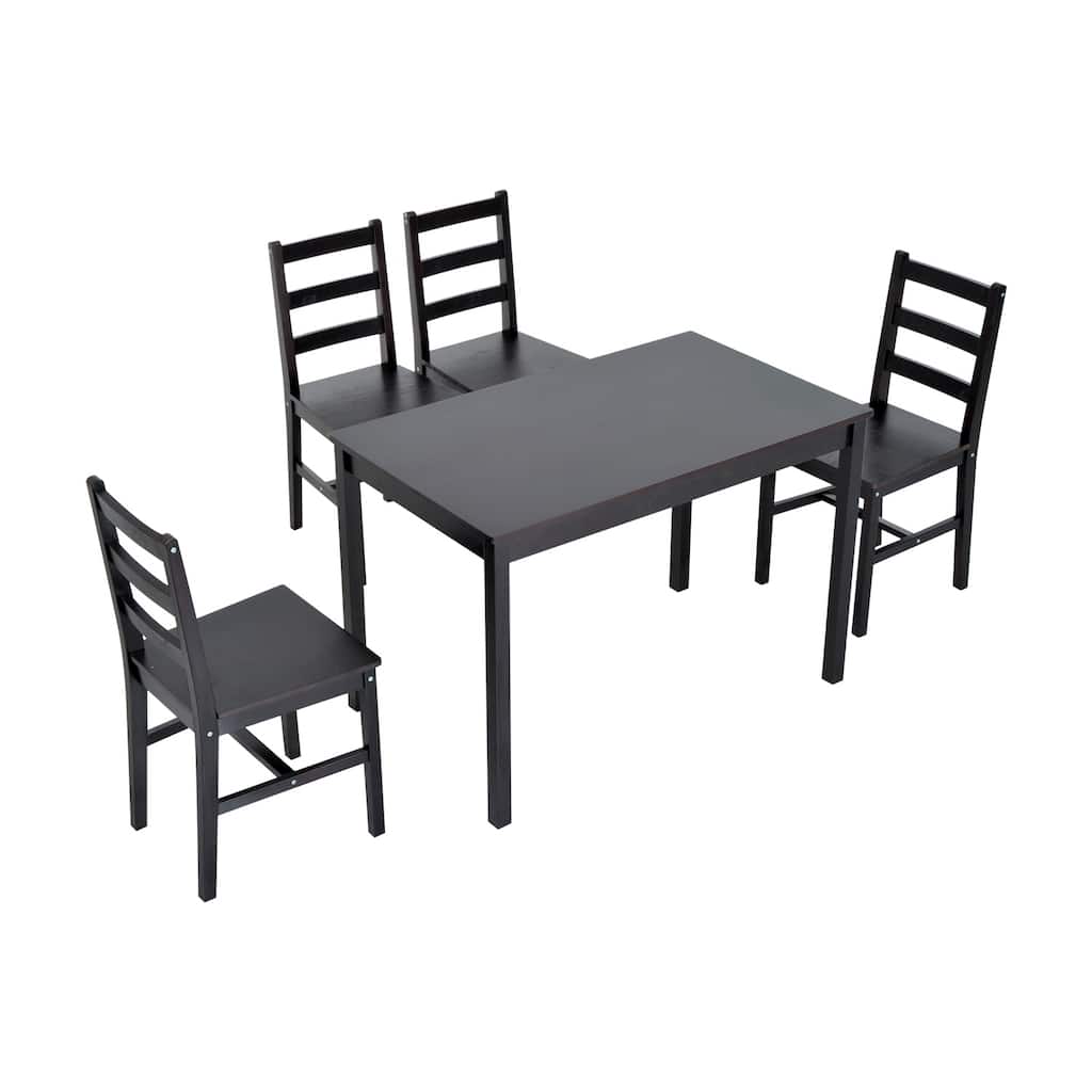 HomCom 5 Piece Solid Pine Wood Table and Chairs Dining Set - Espresso Two Tone
