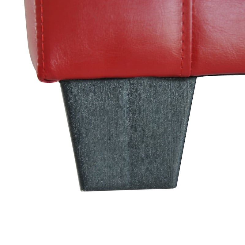 HOMCOM 51" Faux Leather Rectangular Tufted Storage Ottoman - Bright Red