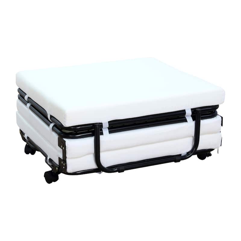 HomCom Folding Sofa Ottoman Lounge Bed Sleeper - Cream - Oversized