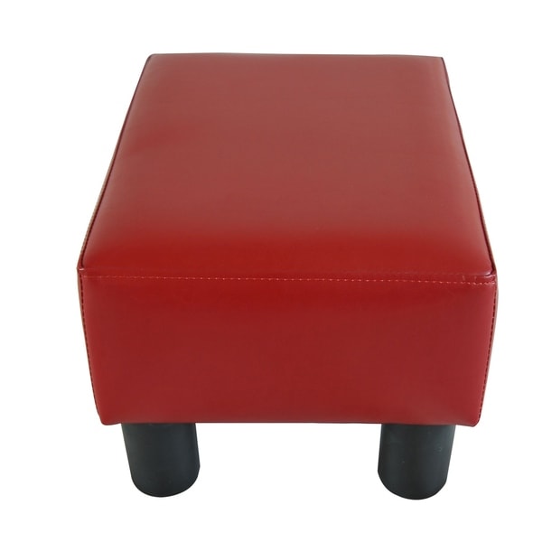 Homcom Modern Small Faux Leather Ottoman Footrest Stool Red