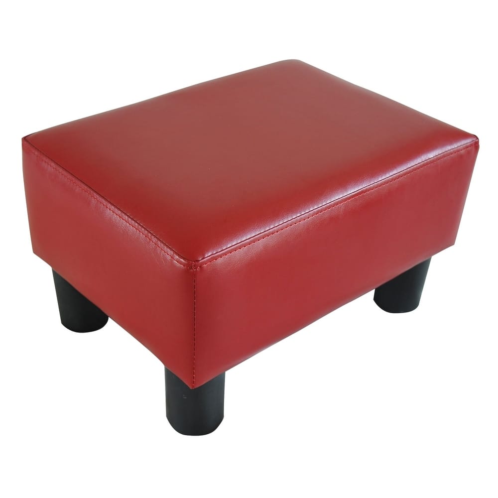 Porch & Den Meadow Modern Small Red Ottoman