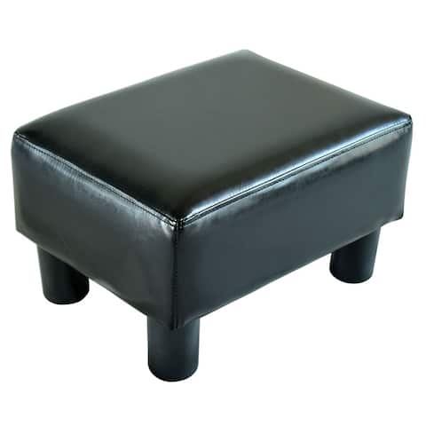 Porch & Den Meadow Modern Small Black Faux Leather Ottoman / Footrest Stool