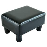 Porch & Den Meadow Modern Small Black Faux Leather Ottoman / Footrest Stool
