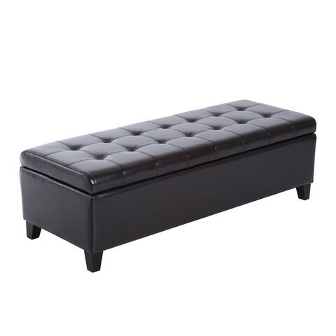 51" PU Leather Tufted Storage Ottoman Bench