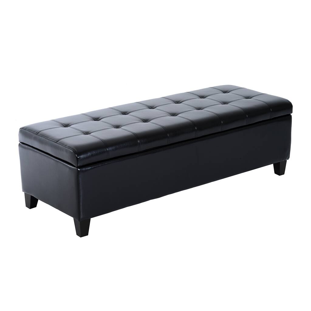 HomCom 51" PU Leather Tufted Storage Ottoman Bench - 19*50.25*16