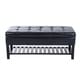 preview thumbnail 3 of 5, Porch & Den Westfield 44-inch Black PU Leather Tufted Shoe Rack Ottoman Storage Bench