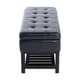 preview thumbnail 4 of 5, Porch & Den Westfield 44-inch Black PU Leather Tufted Shoe Rack Ottoman Storage Bench