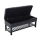 preview thumbnail 5 of 5, Porch & Den Westfield 44-inch Black PU Leather Tufted Shoe Rack Ottoman Storage Bench