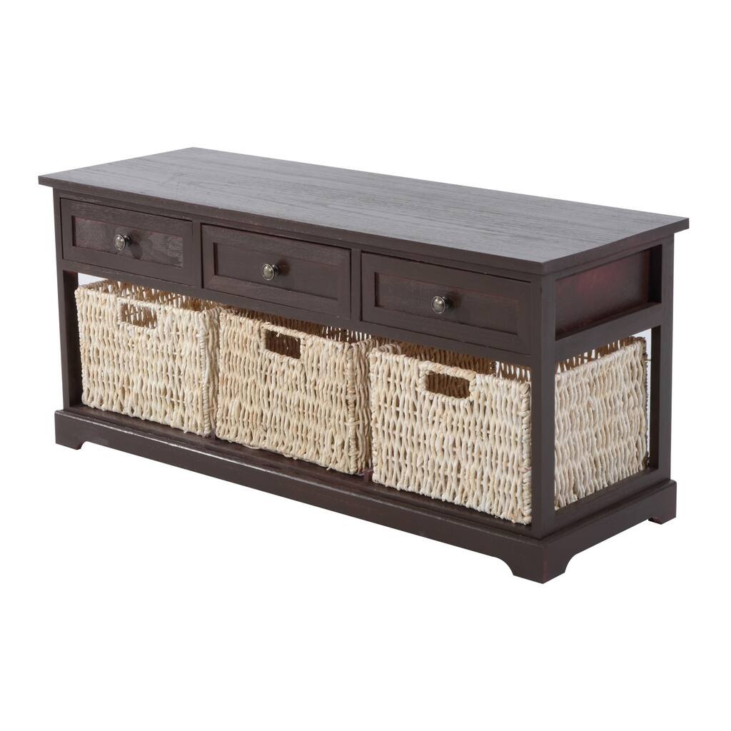 HomCom 40" 3-Drawer 3-Basket Storage Bench