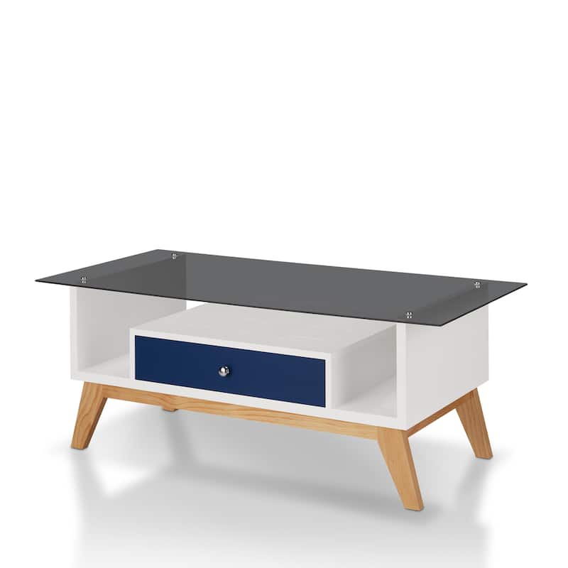 Tevi Modern 47-inch Glass Top 1-Shelf Coffee Table by Furniture of America