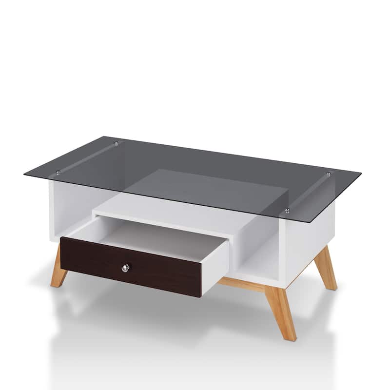 Tevi Modern 47-inch Glass Top 1-Shelf Coffee Table by Furniture of America