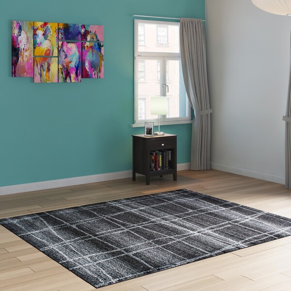 Porch & Den Williamsburg Hope Trellis Stripes Grey Rug - 7'6 x 9'6
