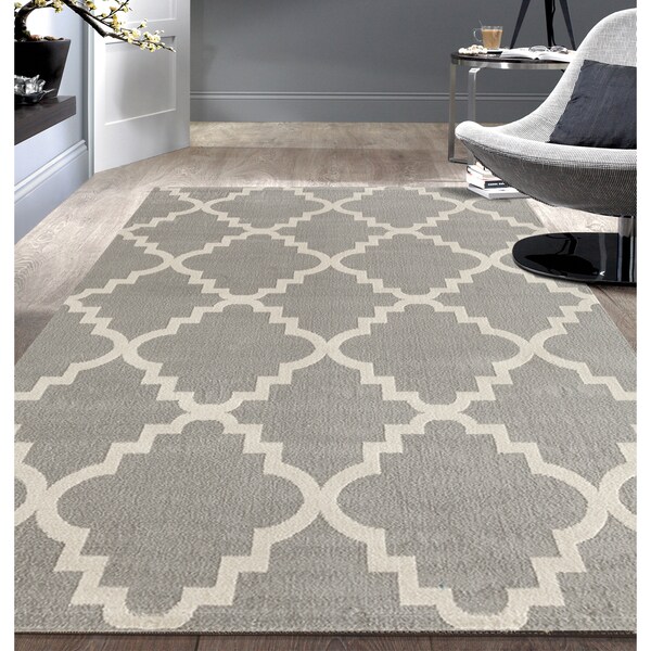 Porch & Den Marigny Music Trellis Grey Area Rug - 7'6 x 9'5