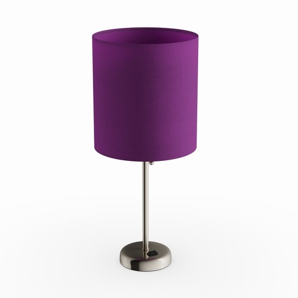 Porch & Den Custer Purple and Silvertone Metal/ Fabric Lamp with Charging Outlet