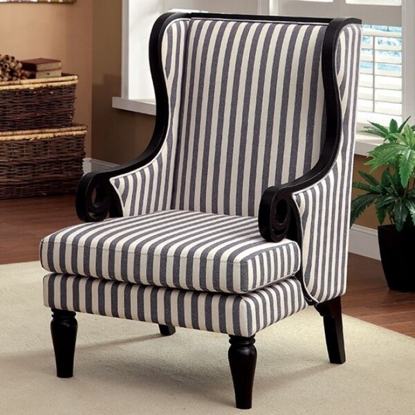 Riviera Transitional Wing Accent Chair With Line Fabric ...