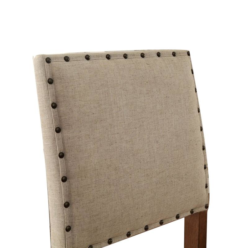 Sania Rustic Counter Height Chair In Ivory Linen, Set of 2