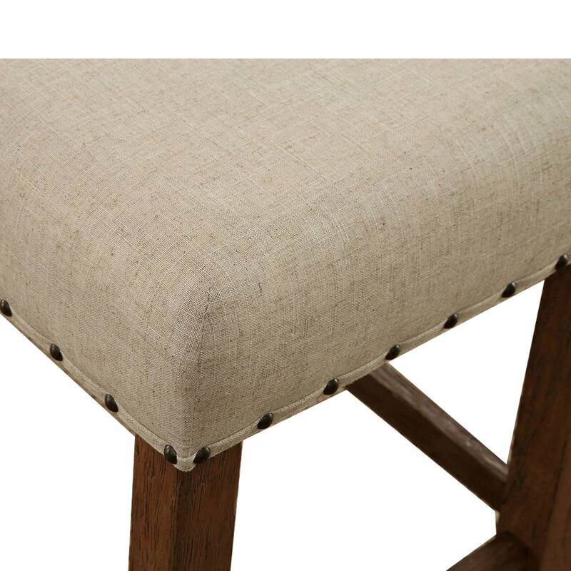 Sania Rustic Counter Height Chair In Ivory Linen, Set of 2
