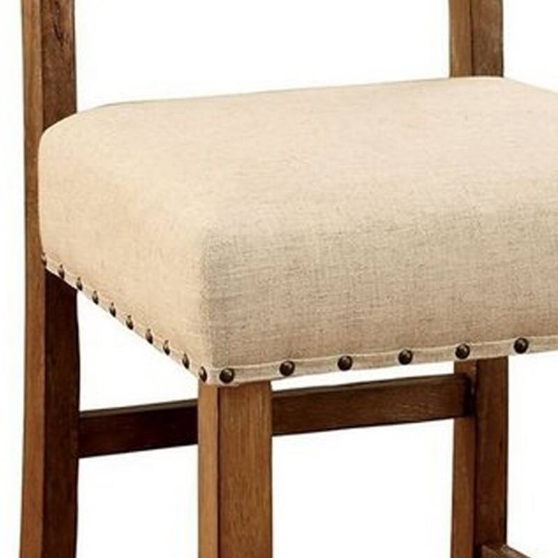 Sania Rustic Counter Height Chair In Ivory Linen, Set of 2