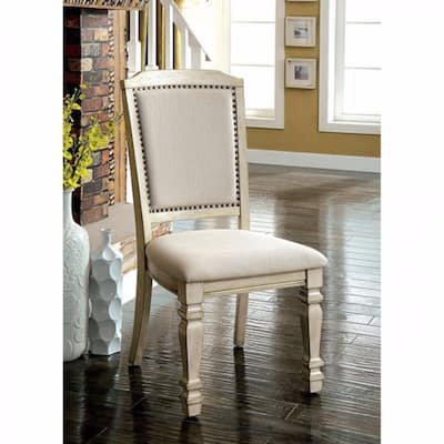 Holcroft Transitional Side Chair, Antique White, Set of two