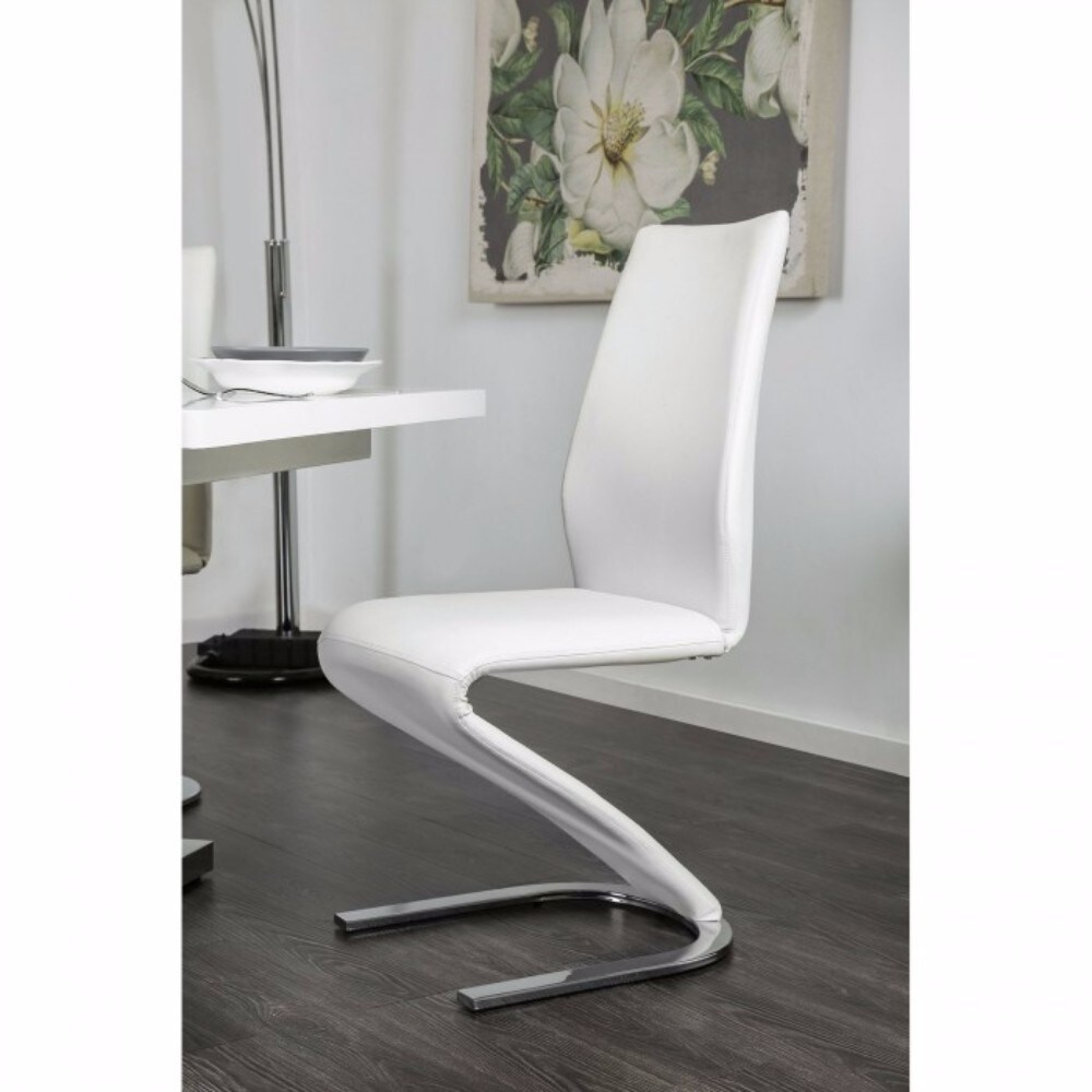 MIDVALE Contemporary Z-Shaped Side Chair, White, Set Of 2 - Bed