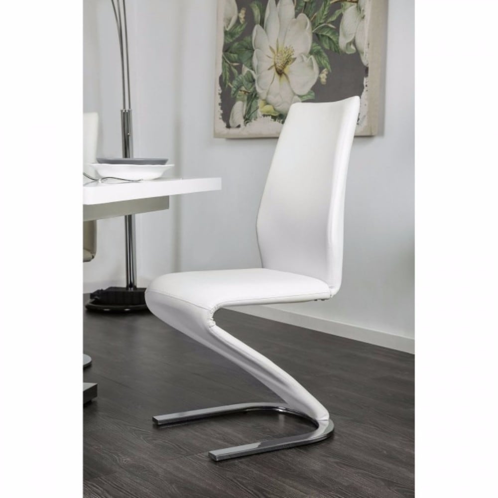 MIDVALE Contemporary Z-Shaped Side Chair, White, Set Of 2 - Bed