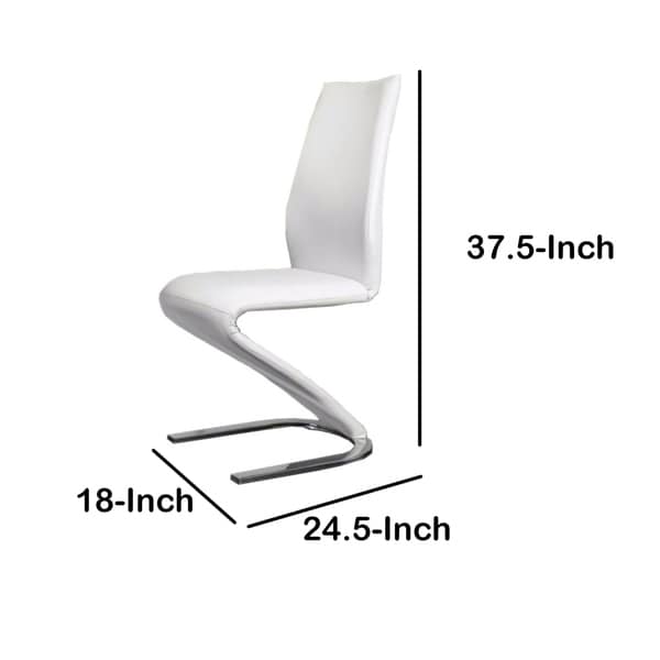 MIDVALE Contemporary Z-Shaped Side Chair, White, Set Of 2 - Bed
