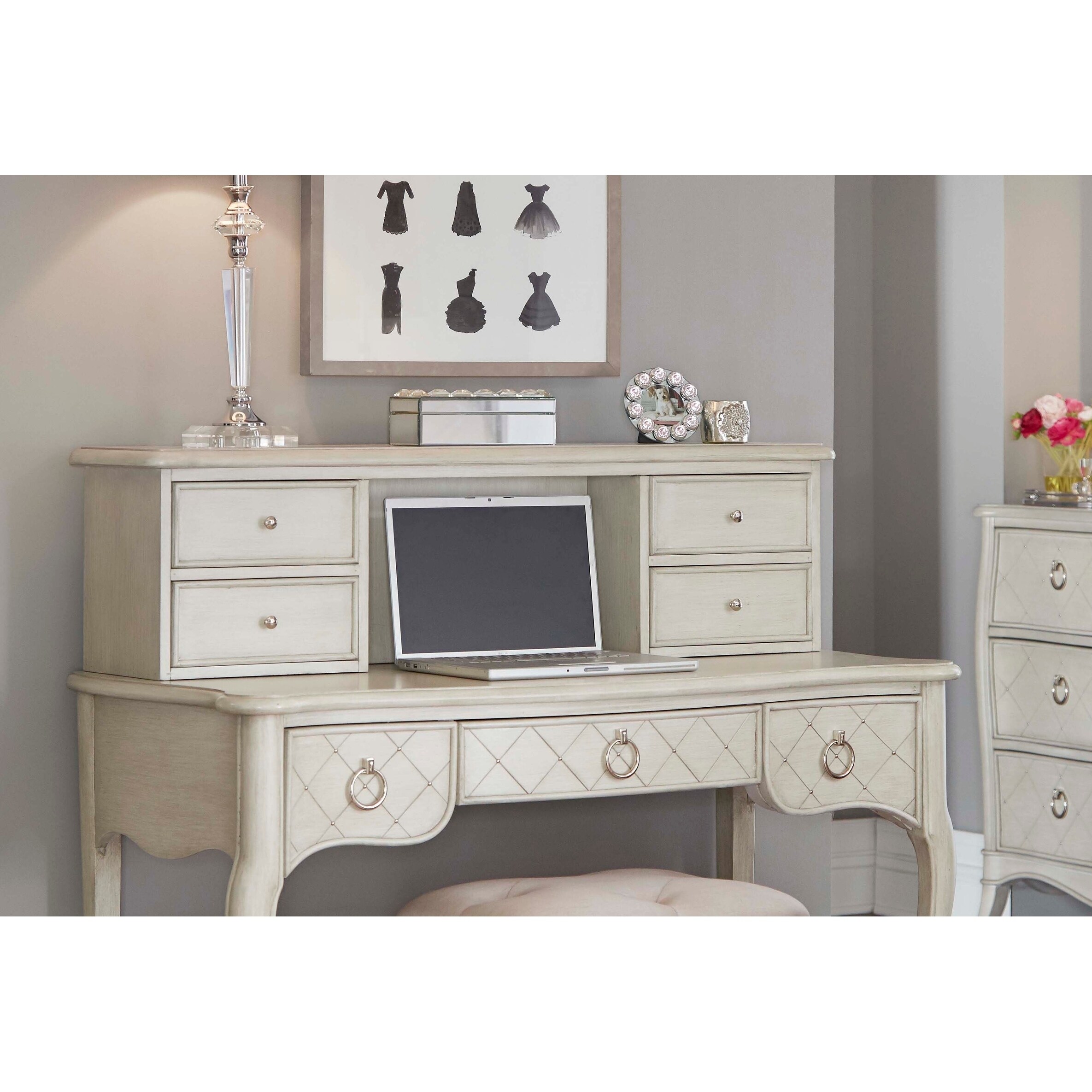 Shop Hillsdale Angela Desk Hutch Opal Grey Free Shipping Today