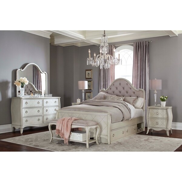 Hillsdlae Angela Full Arc Upholstered Bed with Storage Unit, Opal Grey