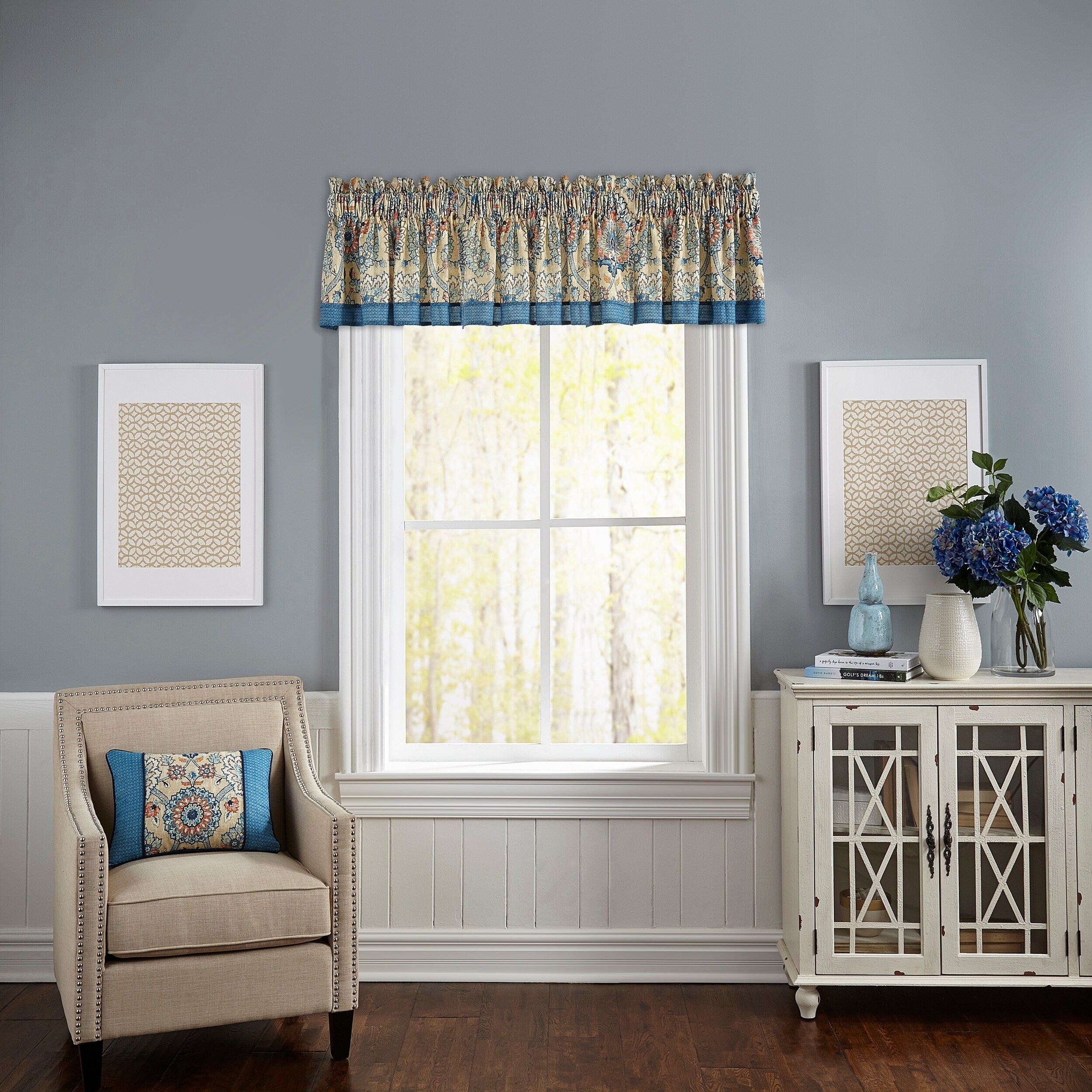Waverly Castleford Window Valance Blue, Multicolor 52x16 eBay