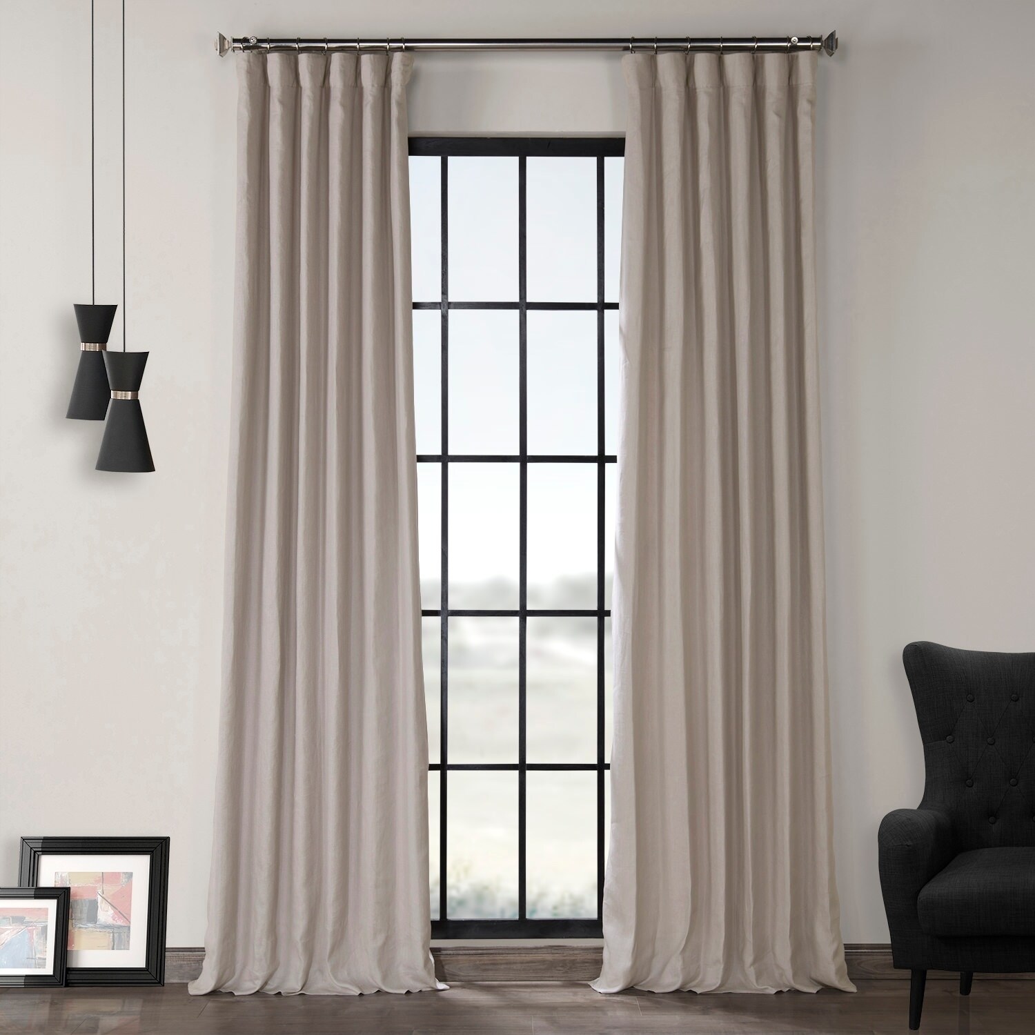 Shop Exclusive Fabrics Earl Grey French Linen Lined Curtain Panel