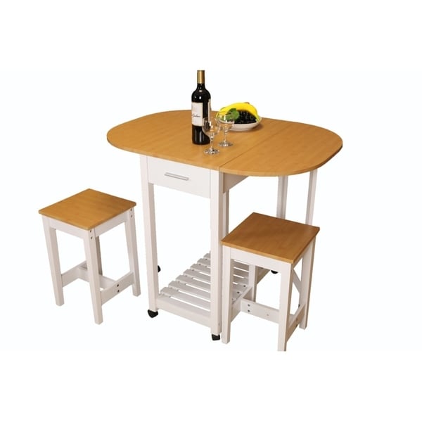 Shop 3 Piece Kitchen  Island Breakfast Bar Set  with casters 