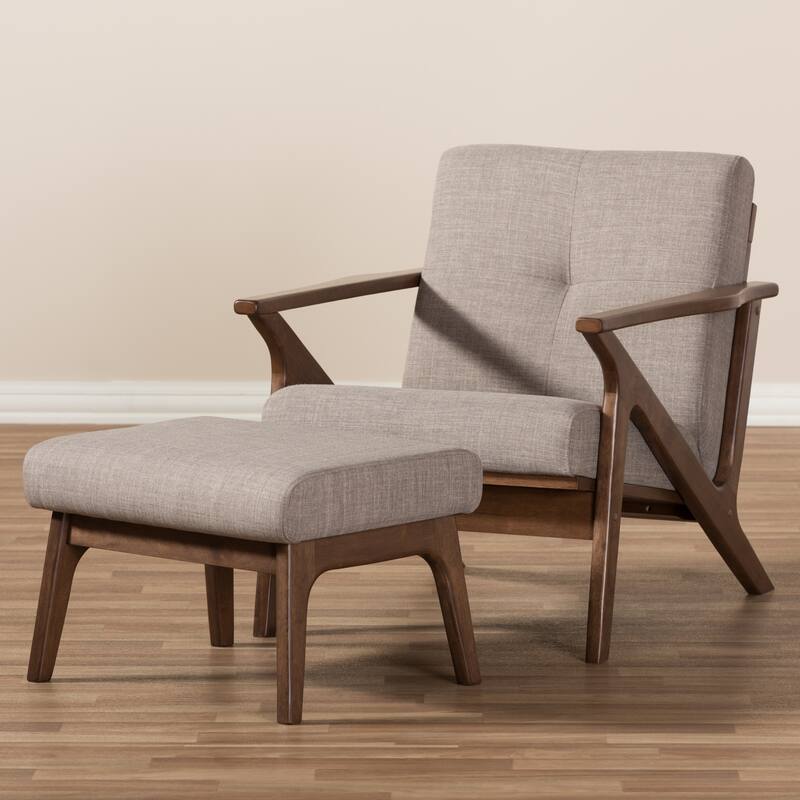 Mid-century Lounge Chair and Ottoman Set by Baxton Studio