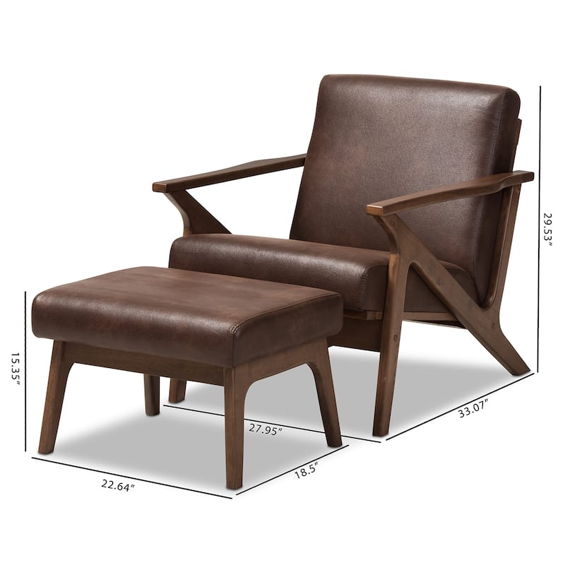Mid-century Lounge Chair and Ottoman Set by Baxton Studio