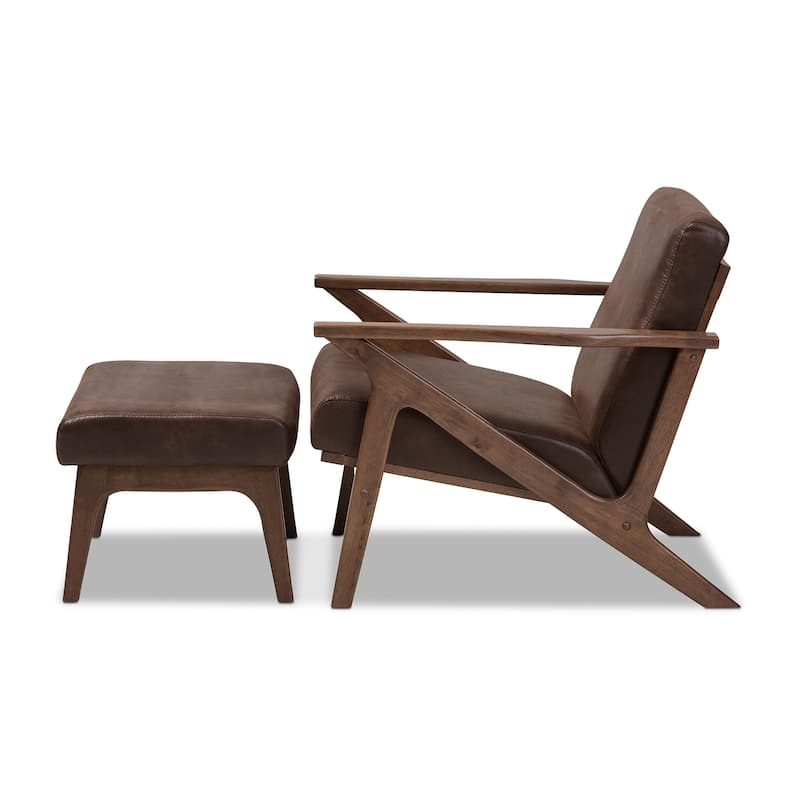 Mid-century Lounge Chair and Ottoman Set by Baxton Studio