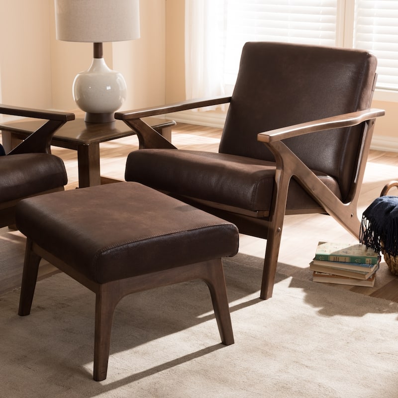 Mid-century Lounge Chair and Ottoman Set by Baxton Studio
