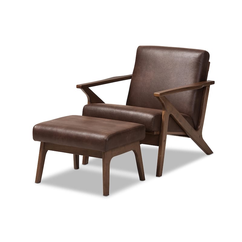Mid-century Lounge Chair and Ottoman Set by Baxton Studio