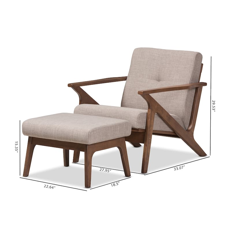 Mid-century Lounge Chair and Ottoman Set by Baxton Studio
