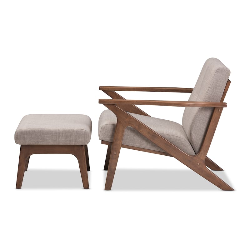 Mid-century Lounge Chair and Ottoman Set by Baxton Studio