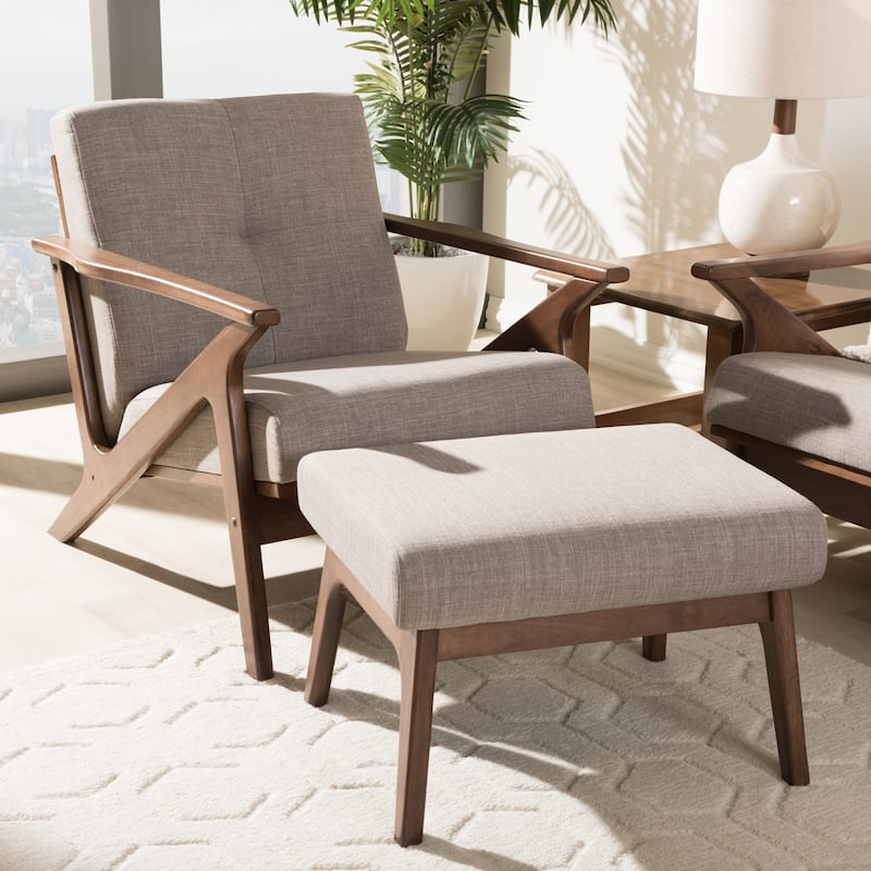 Mid-century Lounge Chair and Ottoman Set by Baxton Studio