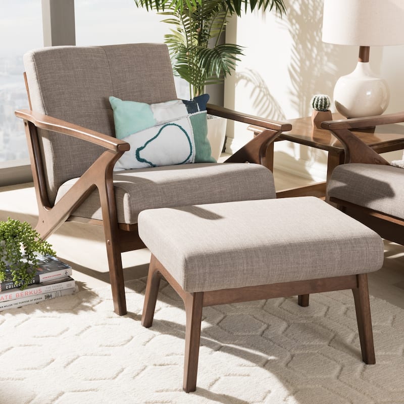 Mid-century Lounge Chair and Ottoman Set by Baxton Studio