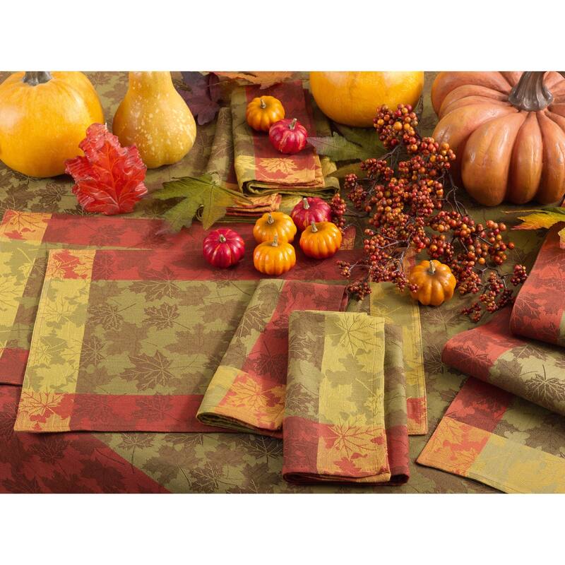 Fall Foliage Leaf Design Jacquard Cotton Napkin Set