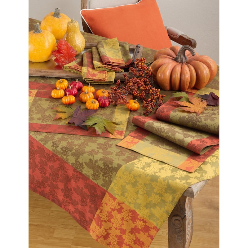 Fall Foliage Leaf Design Jacquard Cotton Napkin Set