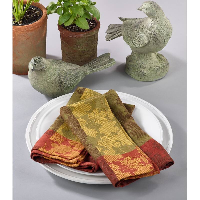 Fall Foliage Leaf Design Jacquard Cotton Napkin Set