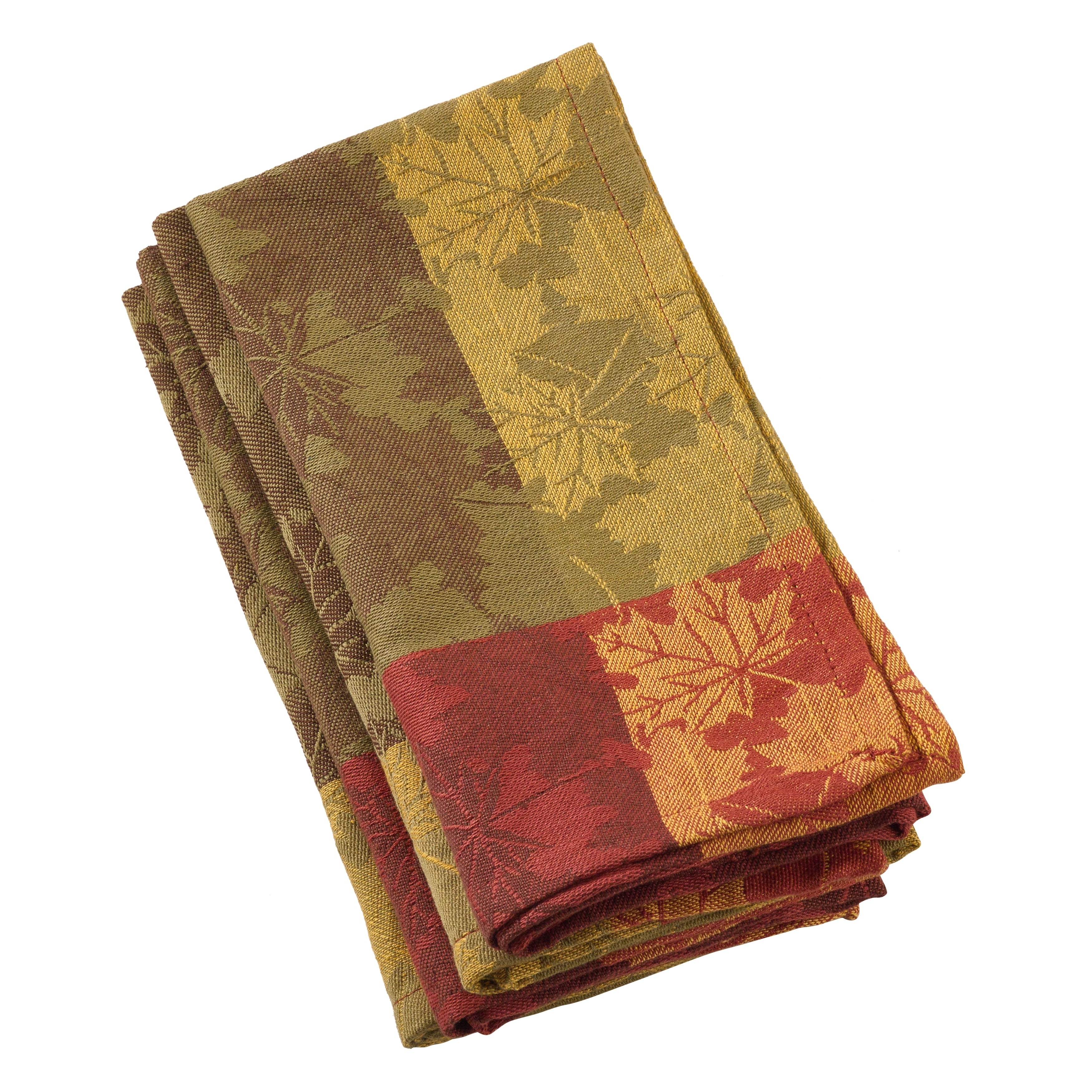 Saro Lifestyle Fall Foliage Leaf Design Jacquard Cotton Napkin Set