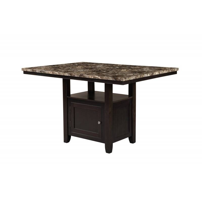 Best Quality Furniture Counter Height Faux Marble Table Top Dining Table with Storage Compartment - Light Espresso