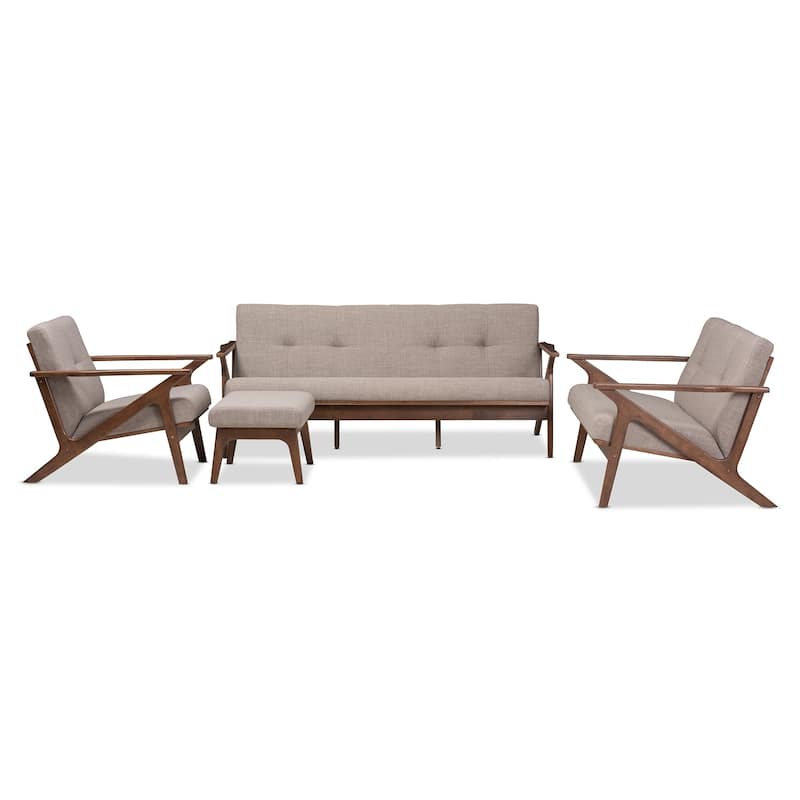 Mid-Century 4-Piece Living Room Set by Baxton Studio - Grey