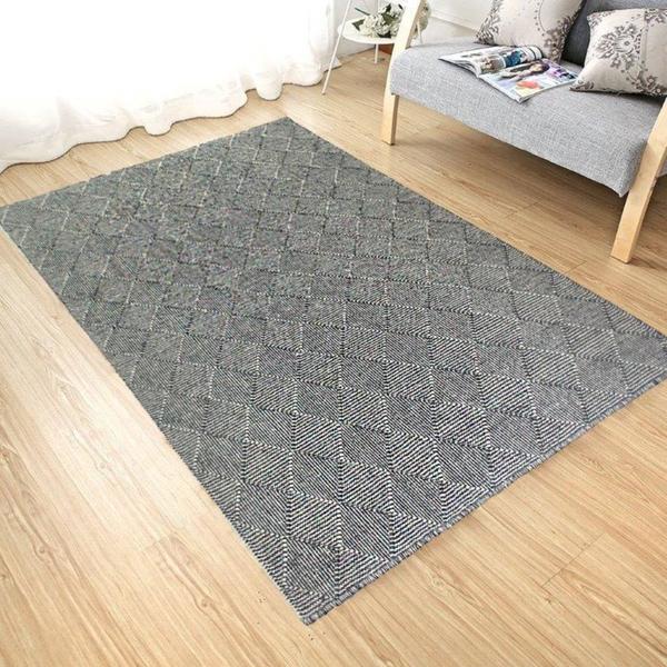 Handmade Flat Weave Charcoal Wool Area Rug Carpet (9' x 12')